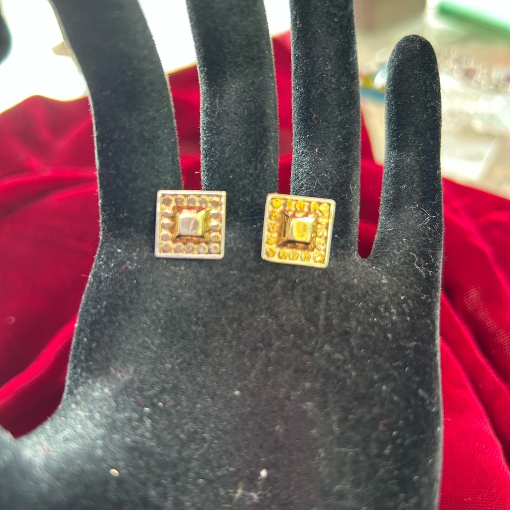 Anna Beck Gold Tone Sterling Silver Square Earrings
